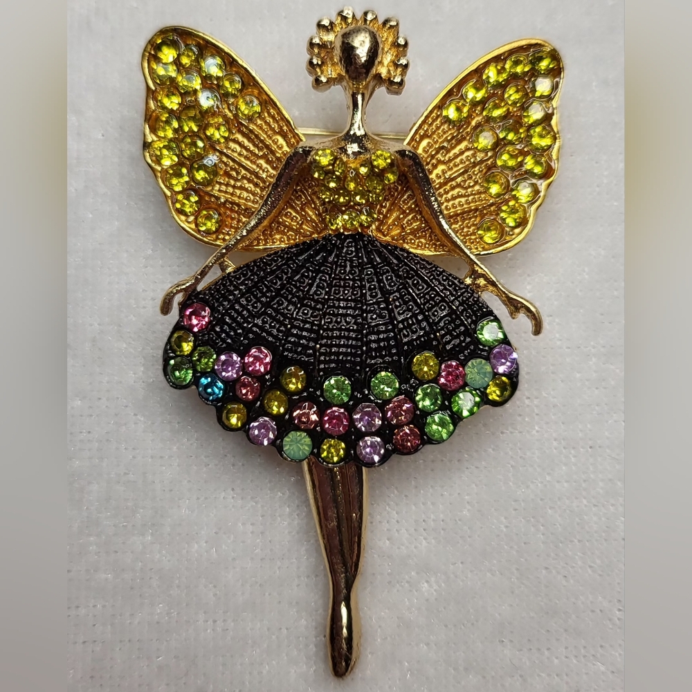 NEW Elegant Multi-color Rhinestone Fairy Ballet Dancer Brooch / Pin